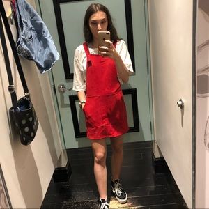 Faux Suede Overall Dress